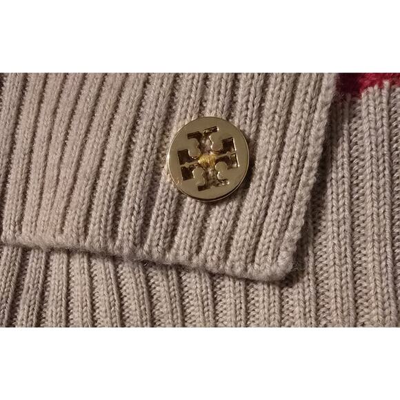 Tory Burch Pink/Ecru Scarf 100% Merino Wool Soft 8.5" x 72" NWOT - Picture 5 of 6